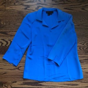 Blue Nina Mclemore 100% Silk Blouse